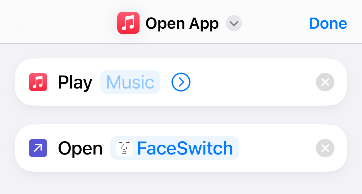 Complete the shortcut by combining the desired action and opening 